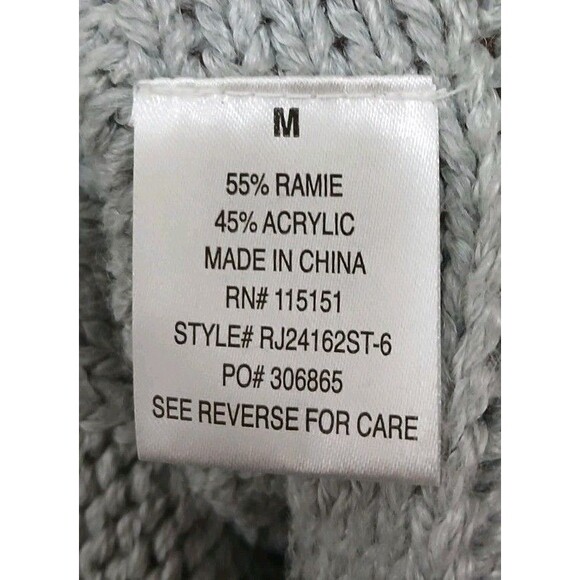 Romeo & Juliet Couture Cardigan M Gray Open Knit Lace Back Drape Boho Grannycore - Picture 8 of 8